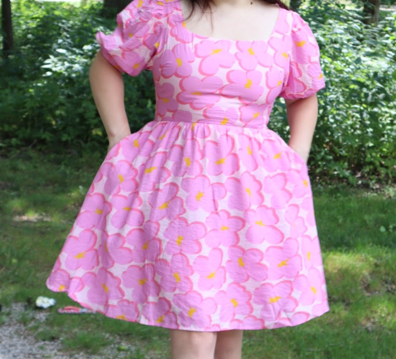 Pink Floral Babydoll Dress
