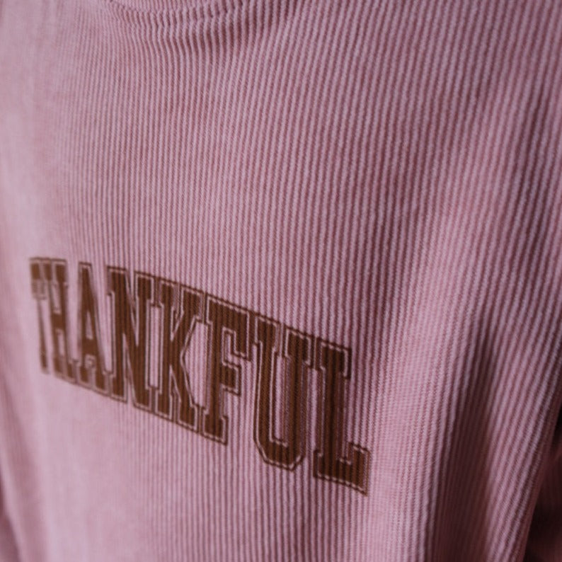Corded "Thankful" Pullover