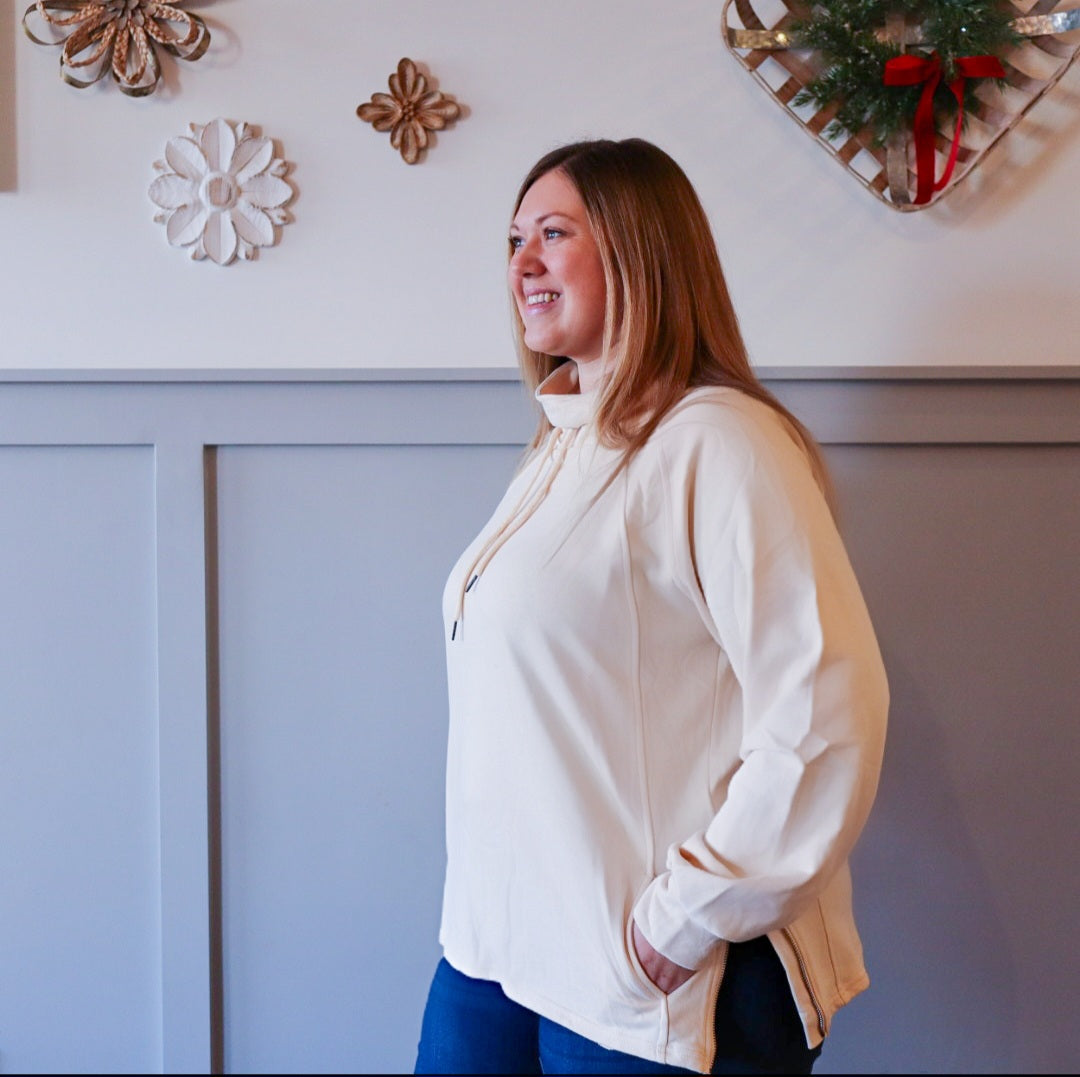 Neutral Retreat Mockneck Sweatshirt
