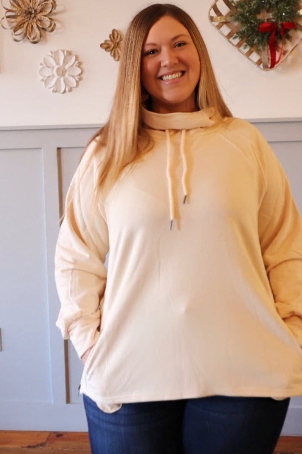 Neutral Retreat Mockneck Sweatshirt