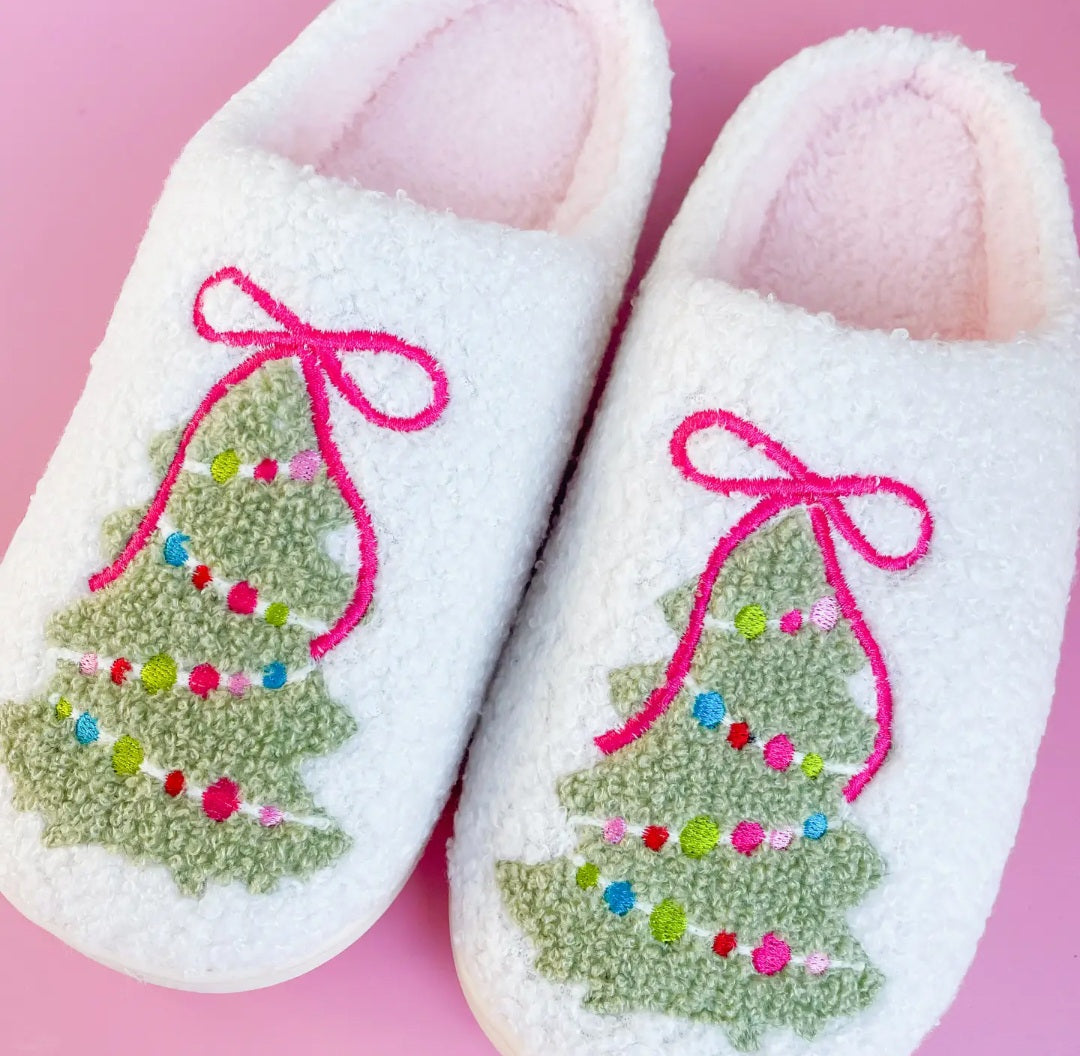 Bow Christmas Tree Slippers