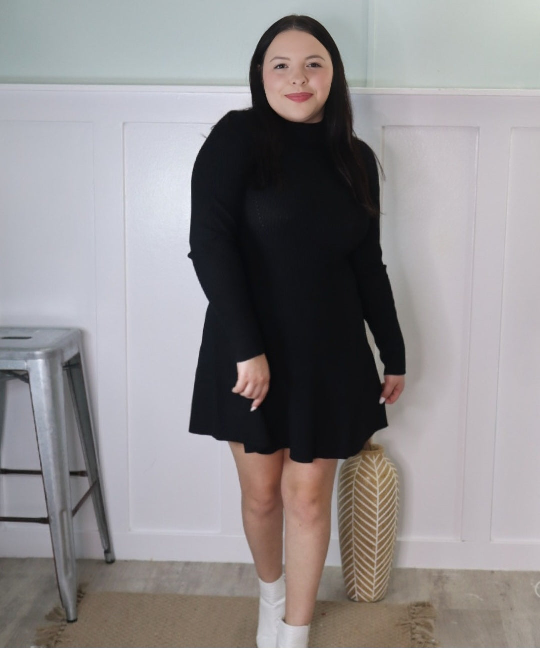 Onyx Ribbed Flare Dress