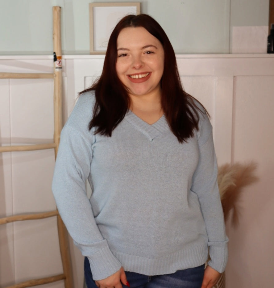 Tranquil Blue V-Neck Sweater