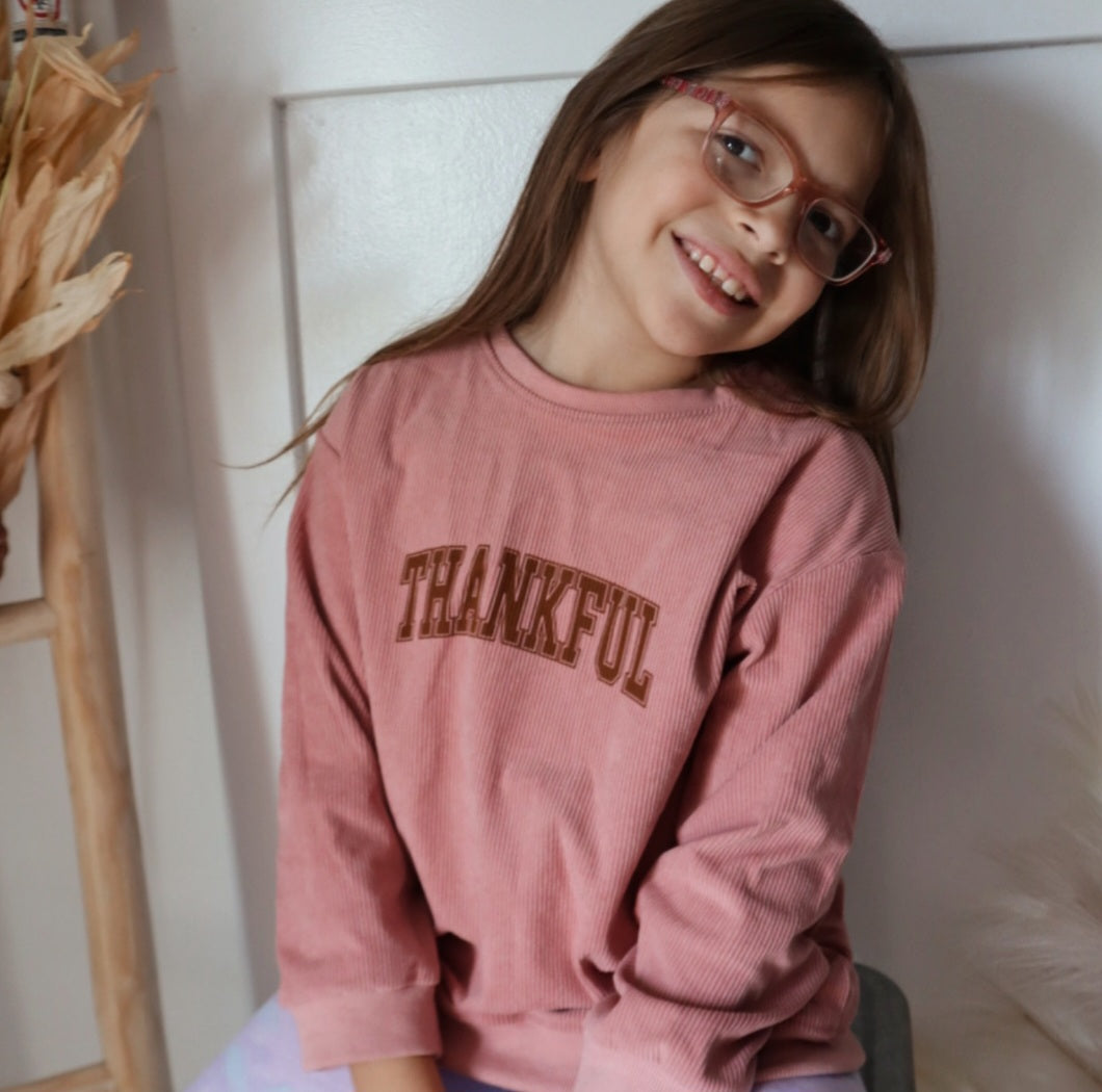 Corded "Thankful" Pullover