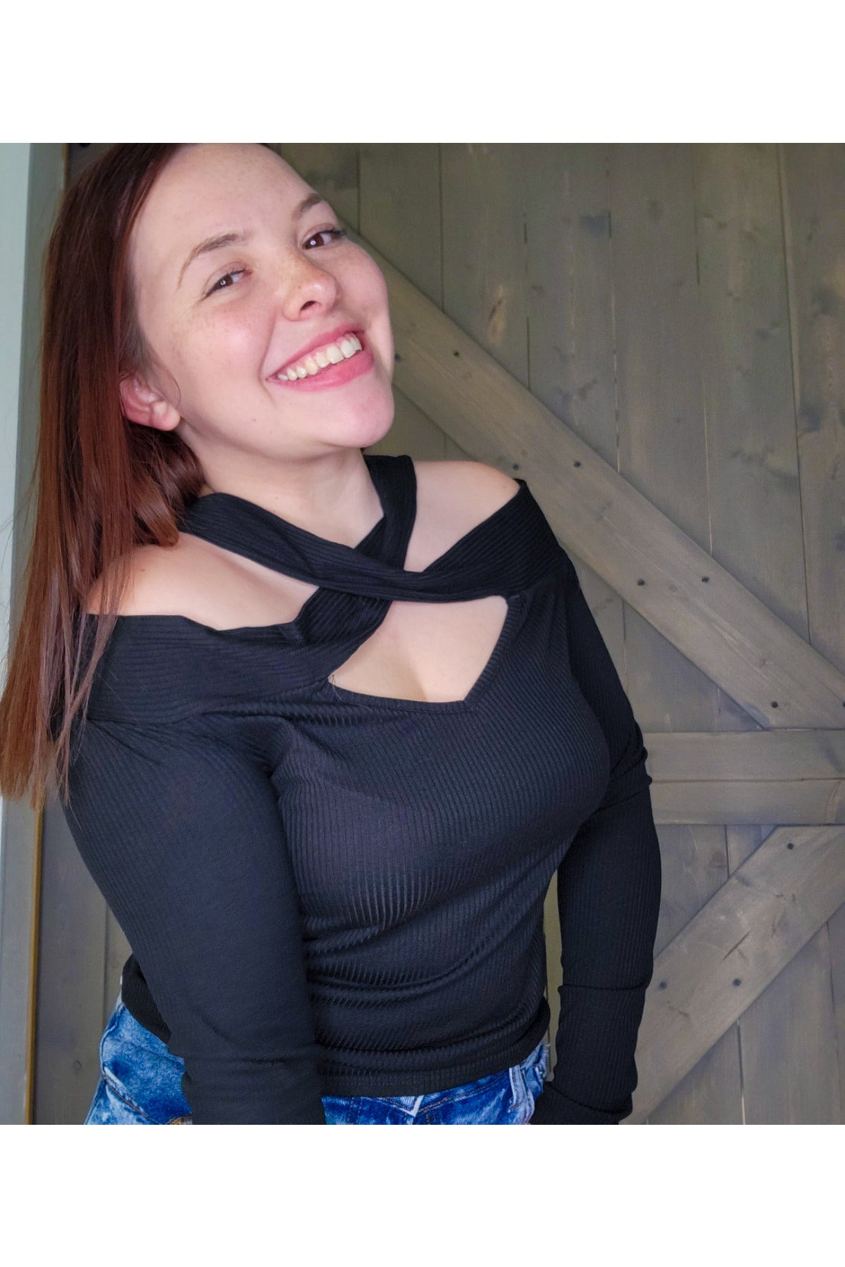 Major Moment Black Ribbed Top