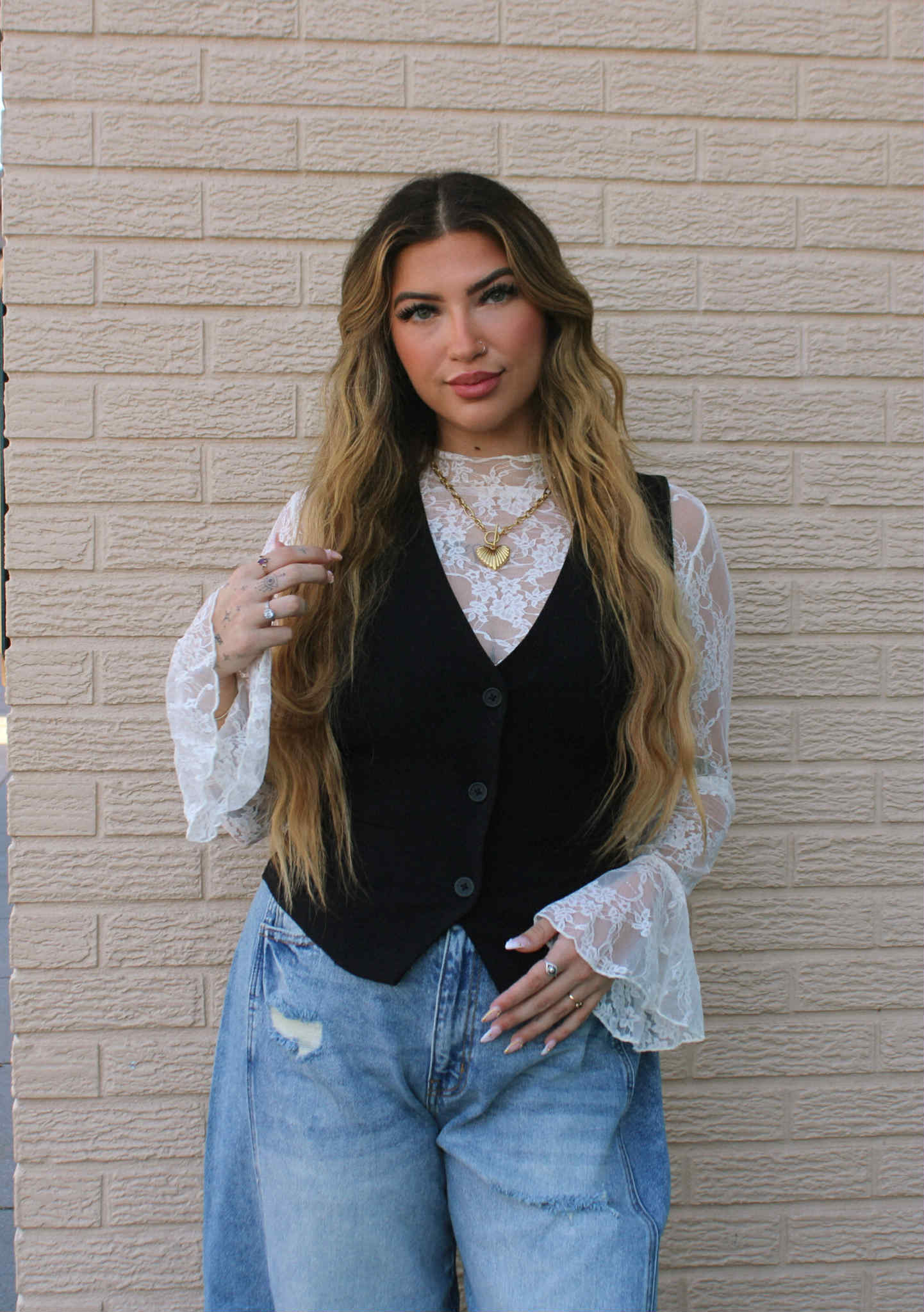Bell Sleeve Lace Top