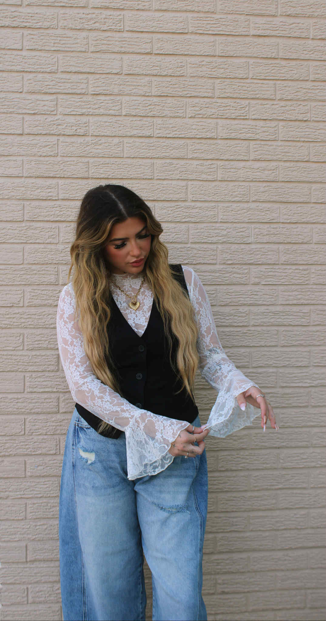 Bell Sleeve Lace Top