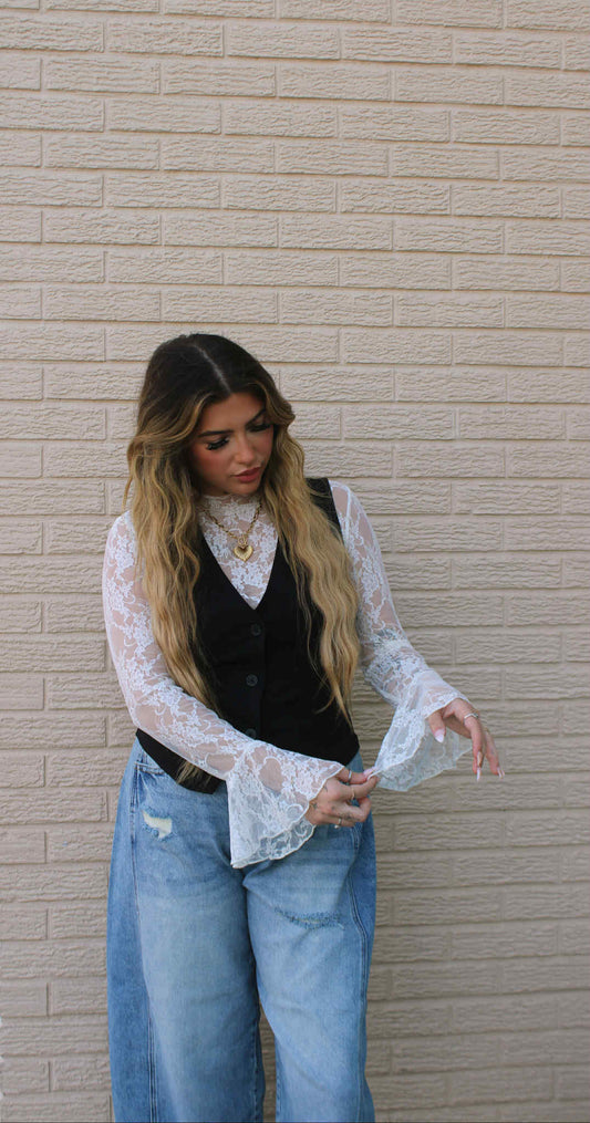 Bell Sleeve Lace Top