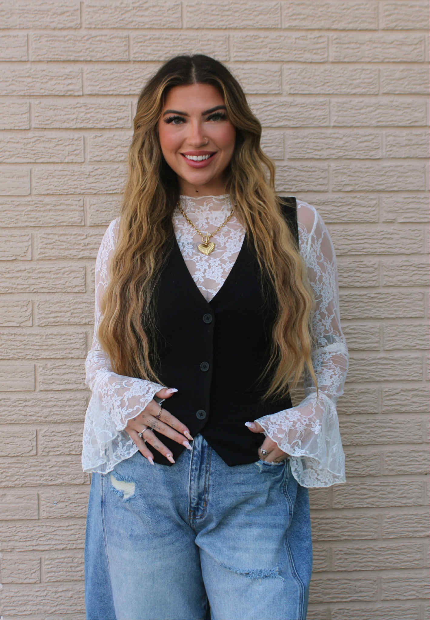 Bell Sleeve Lace Top