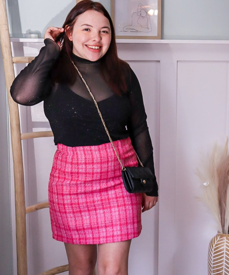 Posh Pink Tweed Skirt