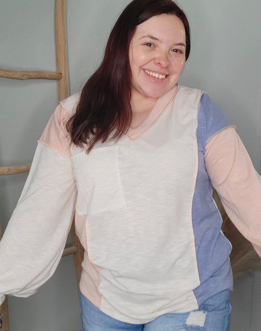 Stitched Colorblock Top