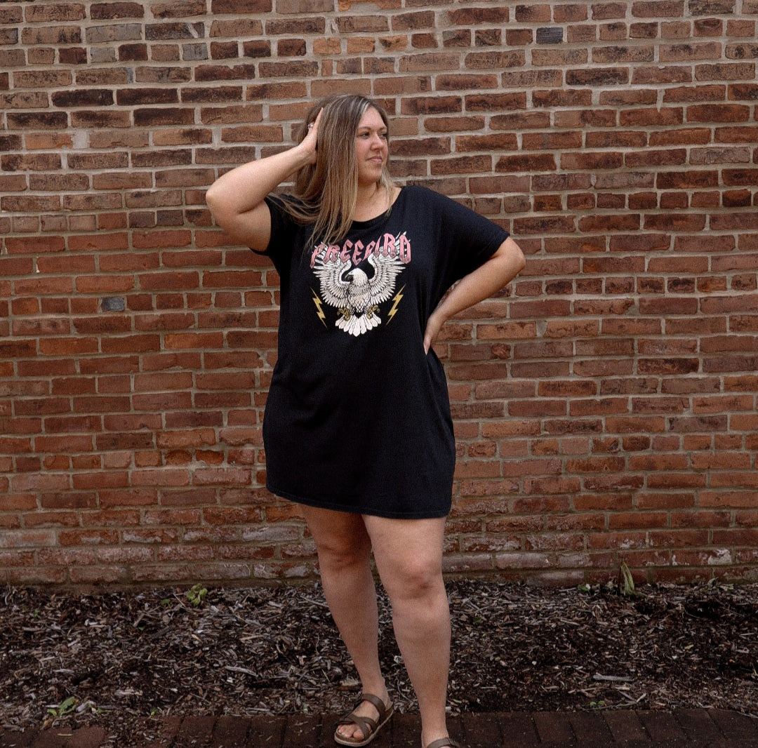 Free Bird Graphic T-Shirt Dress