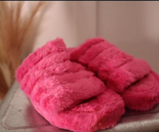 Pink Faux Fur Slippers